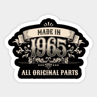 Retro Vintage Birthday Made In 1965 All Original Parts Sticker